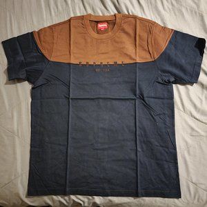 Supreme FW18 Split Logo Navy & Brown tee size XL